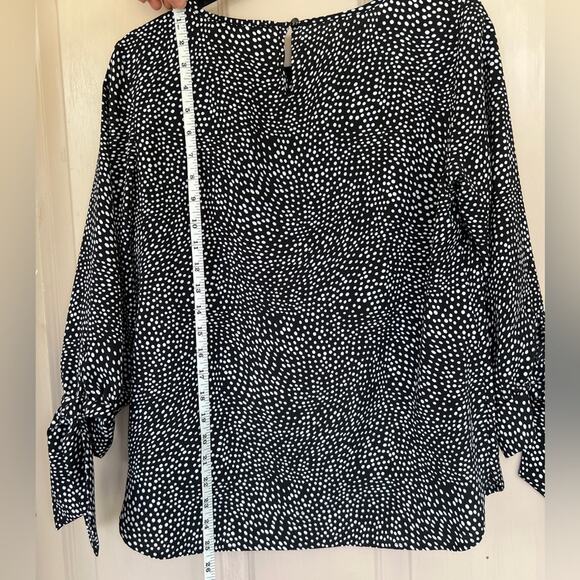 Nine West Black and White Blouse with Sleeve Ties Blouse | Size Small - Picture 6 of 6